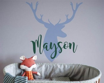 Personalized Deer Antlers Name Wall Decal